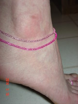 Anklet 2 strands, 2 shades of Pink, made of Czech Preciosa beads very sexy  - $9.00