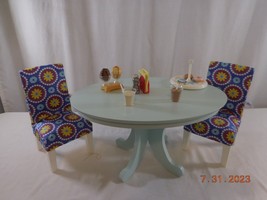 American Girl Truly Me Doll Blue Dining Table &amp; Two Chairs + Accessories - £48.43 GBP
