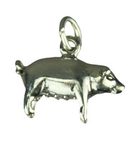 Sterling Silver 3D Pig Charm Pendant - £13.61 GBP