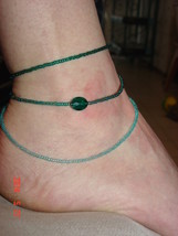 Anklet 3 strands, 3 shades of green, Czech Preciosa beads w/Swarovski Crystal  - $12.00