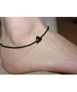 Anklet single strand of black Czech Preciosa beads, w/ Swarovski &quot;Wild H... - £7.11 GBP
