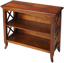Bookcase X-Shaped Side Supports Distressed Olive Ash Burl Rubberwood Cherry - £621.26 GBP