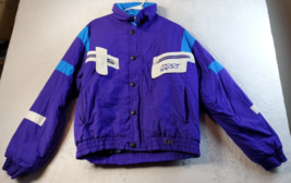 APS Jacket Men Size Small Blue Pockets Long Sleeve Logo Button Front Full Zipper - $27.73