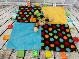 Taggies Mary Meyer small monkey polka dot colorful baby security blanket... - $10.88