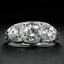 Kunst Deko 2.3Ct Künstlicher Diamant Retro 3-Stone Verlobungsring Sterli... - £207.66 GBP