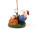 Santa Farmer with Pink Pig in haystack Pitchfork Ornament by Cape Shore - $9.53