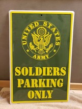 Metal Tin Wall Sign Plaque USA United States Army Soliders Parking Only FS - $19.79