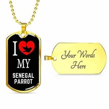 Bird Owner Gift Senegal Parrot Necklace Stainless Steel Or 18k Gold Dog Tag 24&quot;  - £48.23 GBP