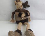 Christmas Moose Holiday Shelf Sitter 16&quot; Plush With Poseable Arms &amp; Legs - $14.54