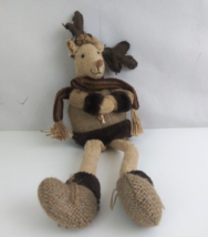 Christmas Moose Holiday Shelf Sitter 16&quot; Plush With Poseable Arms &amp; Legs - £11.43 GBP
