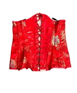 Red Floral Underbust Silhouette Zip Front Shapewear Corset Sz S - €20,96 EUR