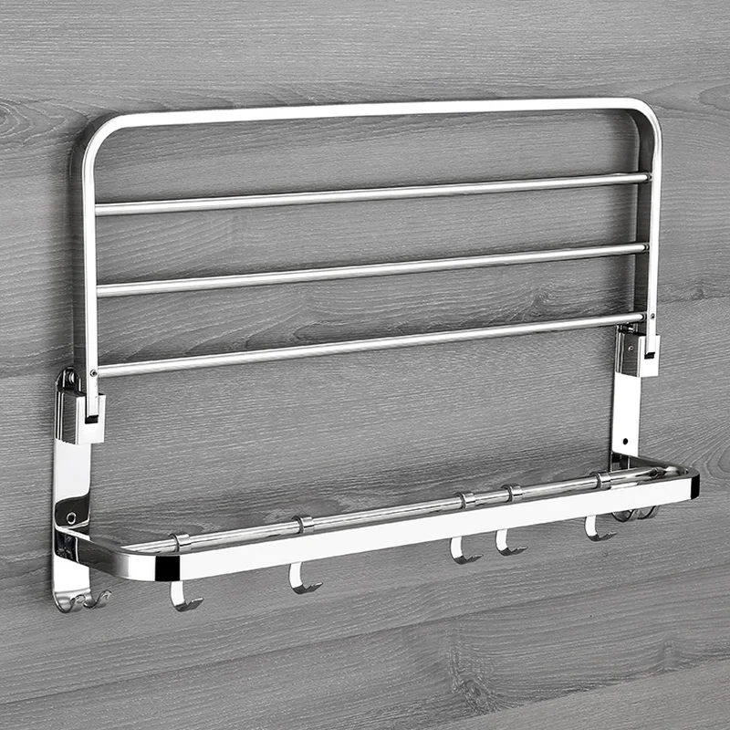 House Home Stainless Steel Folding Movable Bath Towel Shelf Polished Bat... - £49.78 GBP