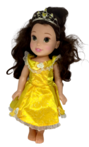 My First Princess Belle Beauty Beast Disney Doll 14&quot; Yellow Dress Hair Tiara  - £15.88 GBP