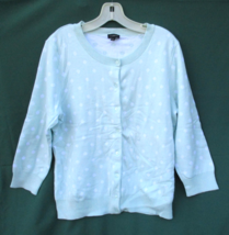 TALBOTS Women&#39;s Size Large Cotton Blend Sweater Aqua with White Polka Do... - £26.50 GBP