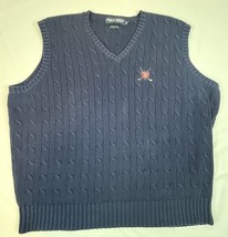 Ralph Lauren Polo Golf Sweater Vest Mens XL Pullover Navy Cable Club Crest Logo - $21.49