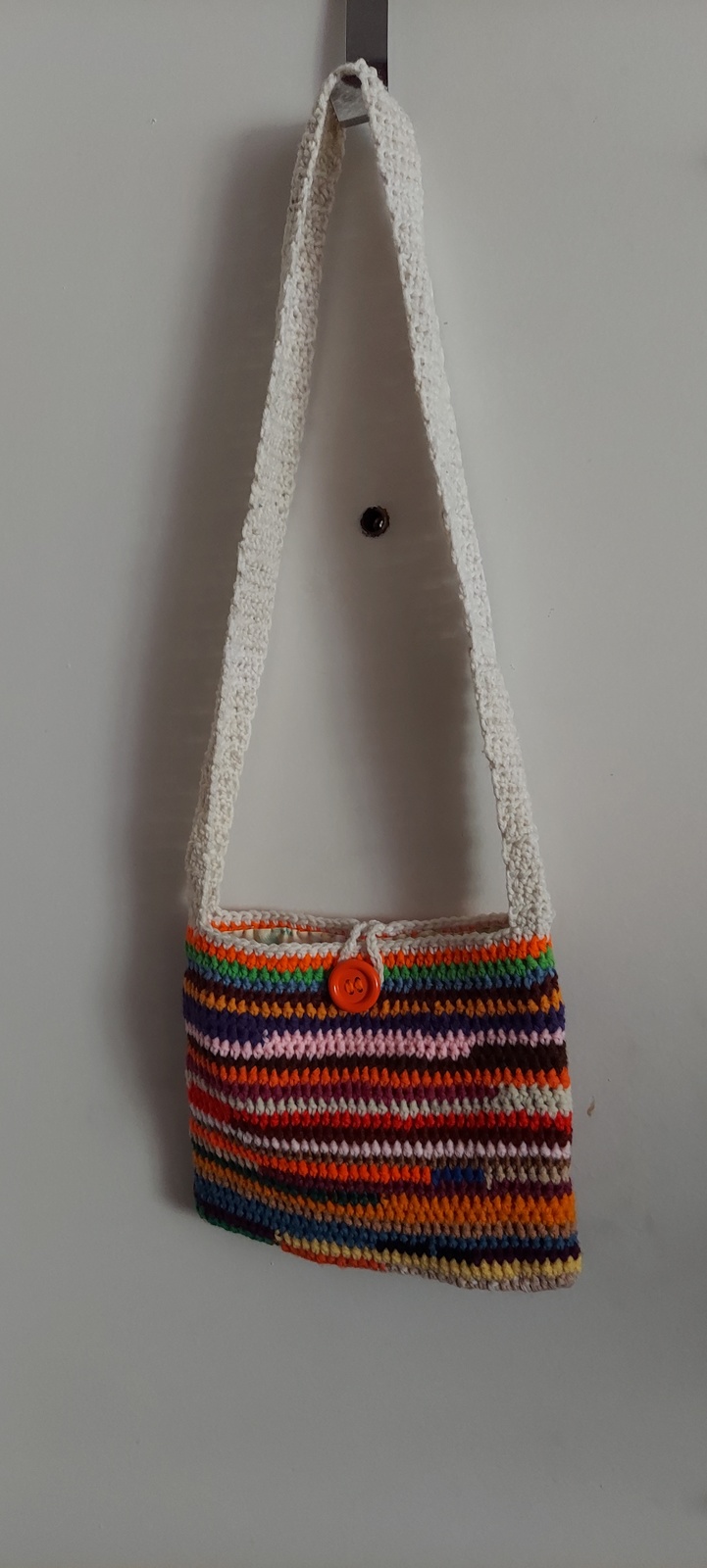 Scrappy Beige Tote, multi-colored, 9 inches deep, 10 inches wide, 21 inc... - $22.00