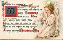 Vintage 1910 Christmas Postcard Cherub Angel And Dove Merry Christmas Postmarked - £14.85 GBP