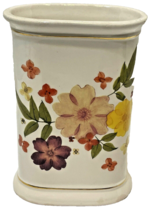 Vintage Teleflora Small Rectangle Spring Floral Vase Gold Trim 5 x 3.5 x 2.25 - £8.54 GBP