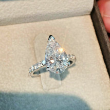 2.50 CT Pear Cut Diamond Lab-Created Solitaire Engagement Ring 14k White Gold - £195.89 GBP