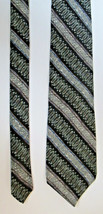 Claiborne 100% Silk Tie Black Brown Blue Sage 57&quot; L 4&quot; W EUC Necktie  - £7.87 GBP