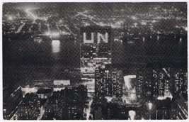 Postcard RPPC Night View Of United Nations Headquarters New York - £3.10 GBP