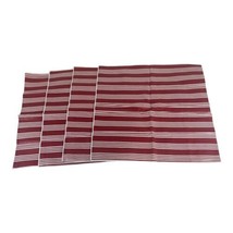 Longaberger Fabric Napkins Set of 4 16.75”x16.75” Lot Berry Red Stripe H... - $24.30