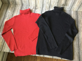 2 Sparkling Turtleneck Tops For Holidays Liz Claiborne Sz S &amp; BICE Sz M - £14.46 GBP