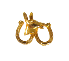 Vintage Donkey Horse Head Double Horseshoes Lapel Pin - £7.36 GBP