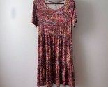 Taohuadao Short Sleeved Tiered Dress Womens Size XL Knit Paisley Boho Pe... - $19.75