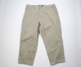Vtg 90s Cabelas Mens 40x28 Faded Flat Front Wide Leg Chino Pants Beige Cotton - £38.68 GBP