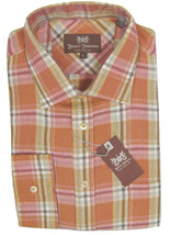 NEW! $165 Hickey Freeman Linen Oxford Shirt!  L  Colorful Weathered Plaid - £51.50 GBP