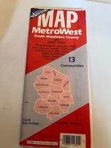 Metrowest South Middlesex County Map Framingham Natick Sudbury Wayland S... - $9.99