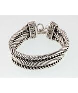 LDS Sterling Silver Three-Row Cable Toggle Bracelet Nice Detail - €314,25 EUR