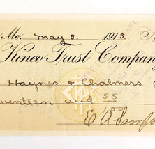 1913 Kineo Trust Company Bank Check E.A. Sampson Dover Maine Signed 4088... - $19.99