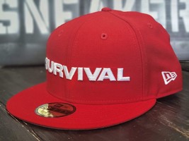 New Era x Dave East FTD Survival Red/White Fitted Hat Men 7 7/8 - £28.84 GBP