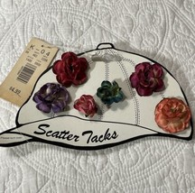 Vintage Kmart Flower Pin Fabric Lot Set Of 6 Scatter Tacks NOS - £13.97 GBP