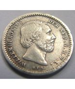 Authentic, RARE GRADE, 1850 5 CENTS Netherlands Willem III silver coin - £23.58 GBP