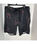 Lost Mens 36 Black Peace Sign Fingers Skater Board Trunks Swim Shorts - $25.56 CAD