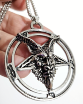 Baphomet Inverted Pendant Necklace Goat Of Mendes Pentagram Occult Jewellery - £9.10 GBP