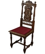 Antique Dining Chair Brittany Carved Chestnut Country Man Figure, Red Up... - £577.20 GBP