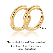 Oop earring for women men stainless steel punk gold silver black color 2pcs 2 5mm small thumb200