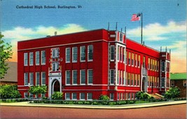 Cathedral High School Building Burlington Vermont VT UNP  Linen Postcard E1 - $2.92