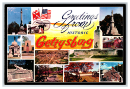 Greetings From Historic Gettysburg, Pennsylvania Aerial View Postcard Unposted - £3.89 GBP
