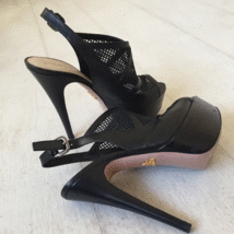 Women&#39;s PRADA Black Nappa Leather Platform Heels - £236.94 GBP