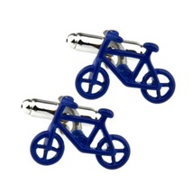 Bicycle Cufflinks Blue Enamel Bike Riding Cyclist Cycling Sport New W Gift Bag - £7.95 GBP