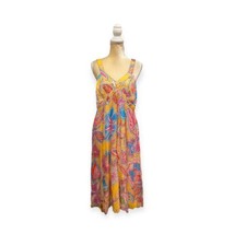 Lafayette 148 Silk Printed Midi Dress Size 14 Sleeveless - £39.56 GBP