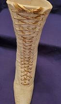 CERAMIC VICTORIAN SHOE VASE GOLD SHOELACES 10.25" TALL image 2