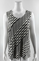 Chicos Travelers Womens Tank Top Size XL / 3 Black White Diagonal Stripe - £11.48 GBP