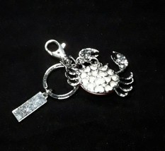 Pink Crab Silver Tone Crystal Accent Keychain Key Ring Purse Charm - Bal... - £6.27 GBP