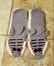 Handmade Crochet Crocheted Shark Slippers Ladies Approximate Size 10 - $11.88